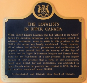 THE LOYALISTS IN UPPER CANADA (Queen's Park Legislative Chambers Memorial Plaque)