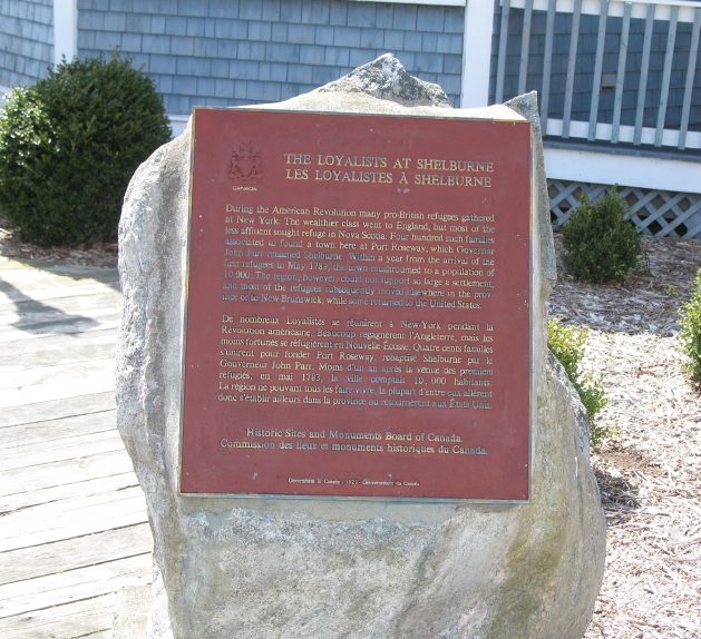 Loyalists at Shelburne NS Plaque